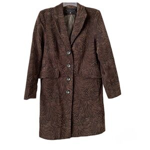 Vintage Giacca Brown Tapestry Animal Print, Sz. M, Lovely Long Coat